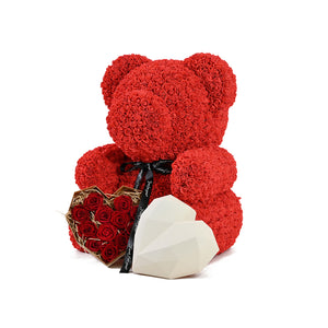 Red Rose Teddy Bear 70cm with Red Roses in Gift Box